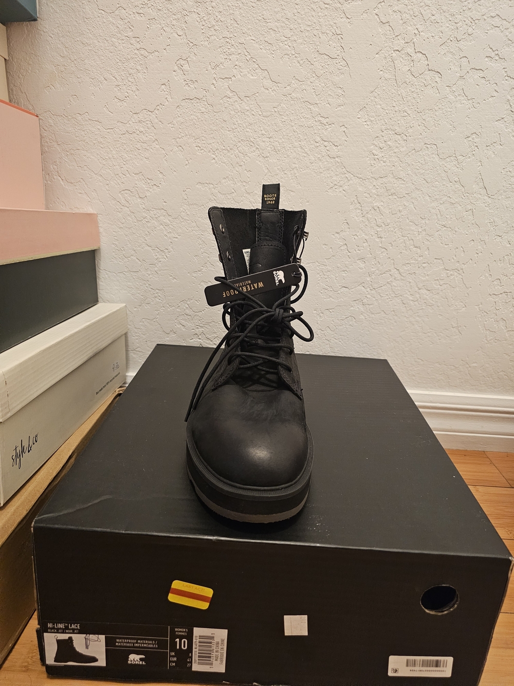 Sorel Black Lace-Up Combat Platform Boot